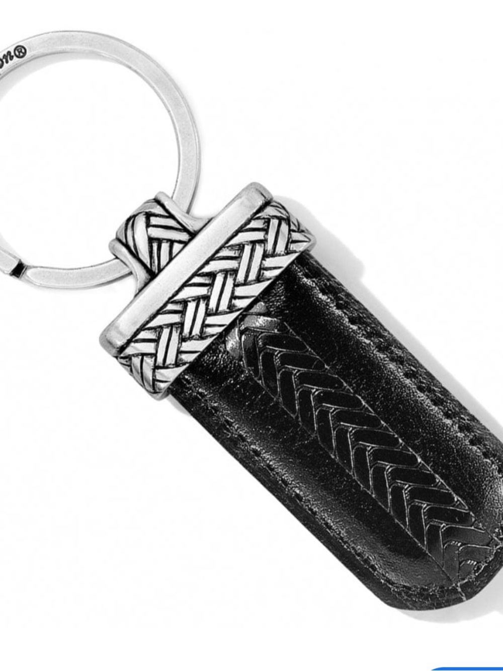 Brighton Black Leather Key & Card Holder with Braided Silver Accent